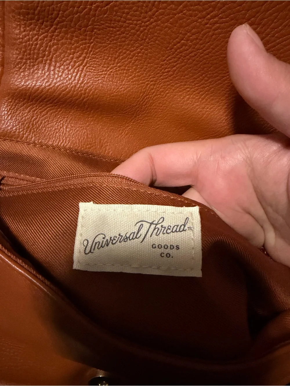 Universal Thread Brown Leather Crossbody with Cream Strap